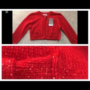 Next UK toddler girls red glittery cardigan